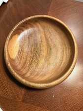 VTG Hand Turned Wooden Bowl Brown Solid Wood Pegged