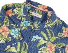 Tommy Bahama Shirt Men's XL Silk Hawaiian Floral Relaxed Button Up Short Sleeve