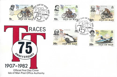 1982 Isle of Man 75th Anniv of Tourist Trophy Motorcycle Races First Day Cover