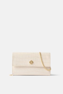 Maje ivory Crocodile effect embossed leather bag   