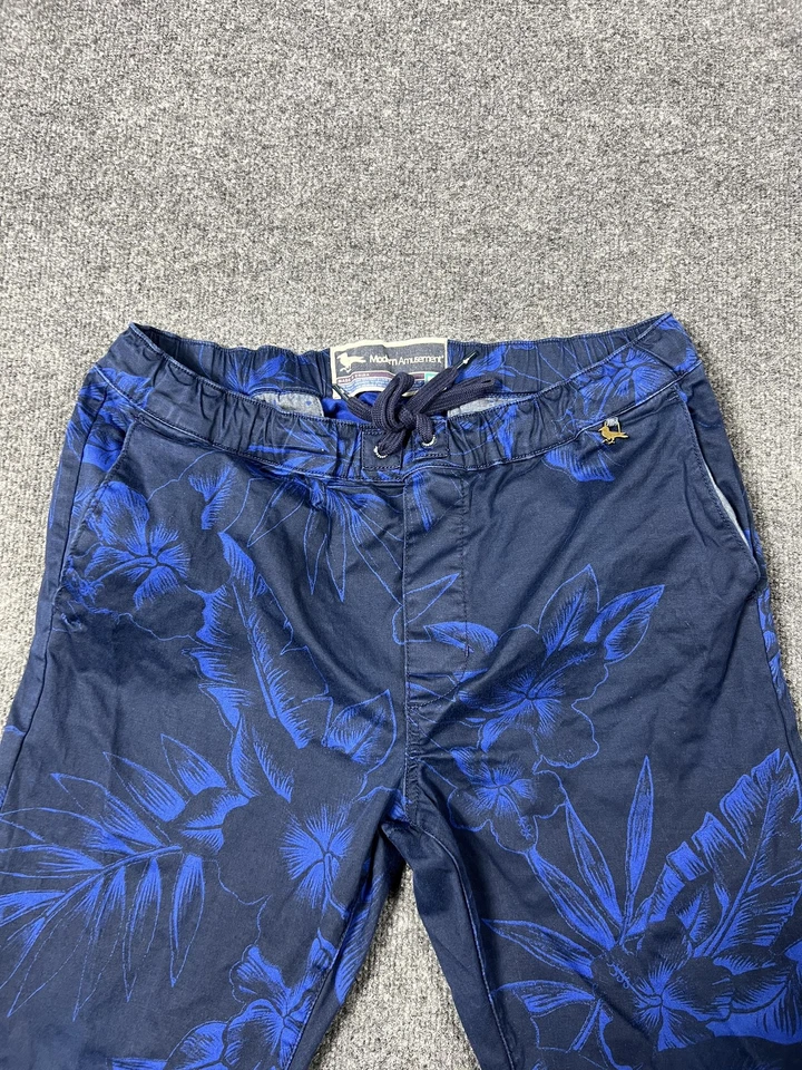 Pantalones Jogger Modernos de Diversión para Hombres Medianos Azul Marino Tropical Floral Cordón Puños Foto 3 de 4