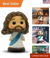 Jesus Bobblehead for Car Dashboard - 3.5 Resin Baby Blue Mini Jesus Figure/St...