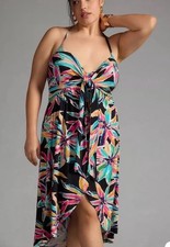Anthropologie Plus Twist-Front Cover-Up Maxi Dress 3X Floral Cutout Backless New