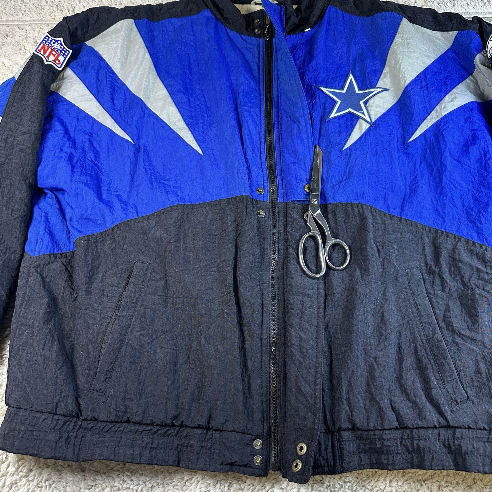 VTG 90s Dallas Cowboys NFL Pro Line Apex One Shark Tooth Jacket Sz XL