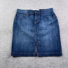Vintage Gap Denim Skirt Womens 4 Blue Jean Mini Slit Stretch Y2K