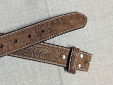 vintage NOCONA buckle belt TOOLED leather 30 brown WESTERN cowhide cowboy rodeo
