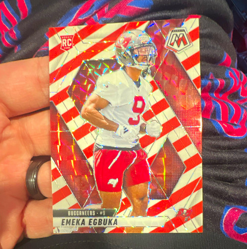 Panini 2025 Mosaic Rookies Emeka Egbuka RC Red & White Stripe Prizm #376