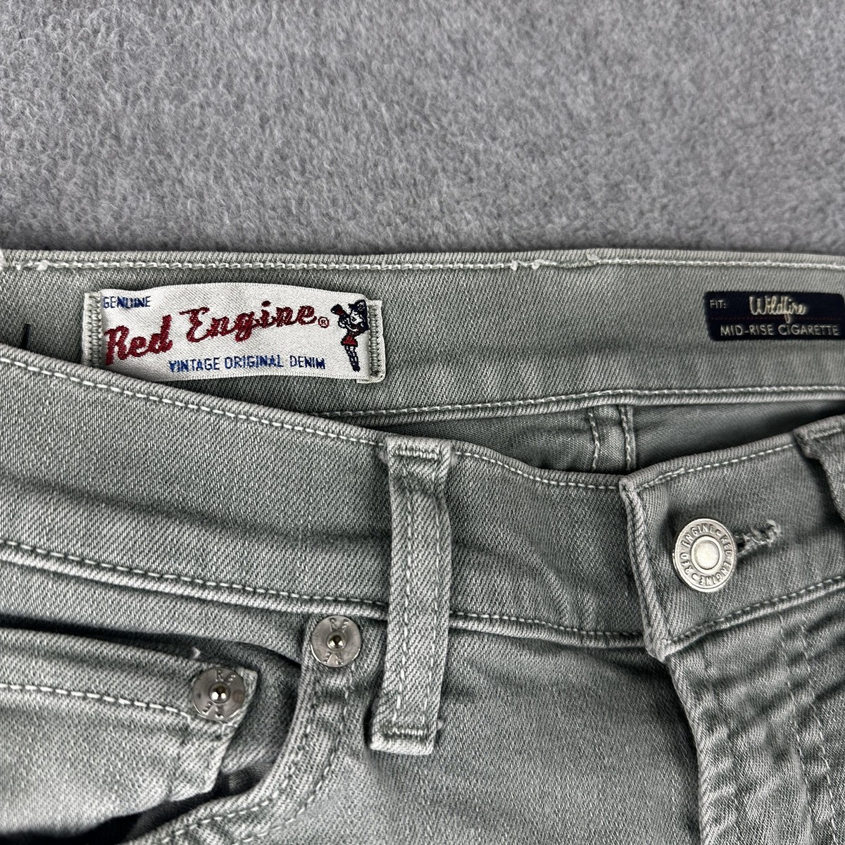 Red Engine Jeans Womens 27 Gray Wildfire Mid Rise Cigarette 