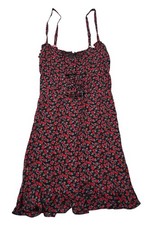 Reformation Frannie Dress in Black Red Floral