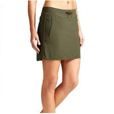 Athleta Olive Green Stretch In Skort Zip Pockets Drawstring Undershorts Sz XL