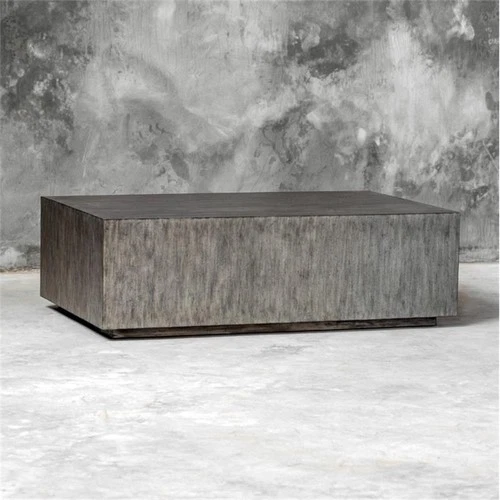 Uttermost Kareem Modern MDF Wood Coffee Table in Metallic Gray - Picture 3 of 7