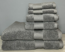 NEW Ralph Lauren Wescott Towel Set 6 Piece Bath Hand Towel Wash Cloth Dark Grey