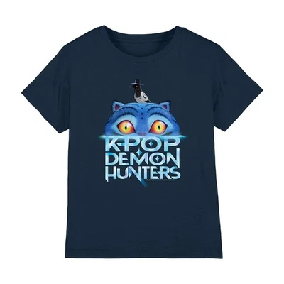 NETFLIX Kpop Demon Hunters Derpy Tiger Sinking Logo Kinder T-Shirt 5-13 Jahre, Navy