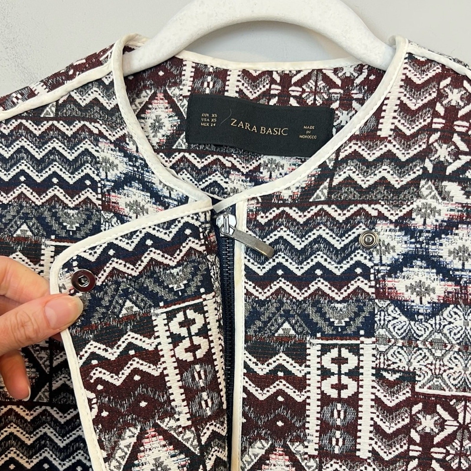 Zara Basic Patchwork Motorcycle Longline Blazer J… - image 7