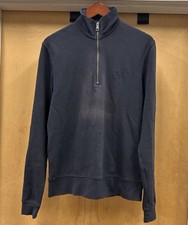 Burberry Brit Blue 1/4 Zip Sweater Pullover Mock Neck Long Sleeve Size Medium