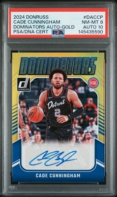2024 Donruss CADE CUNNINGHAM GOLD AUTO /10 PSA 8 AUTO 10 Jersey Match 02/10