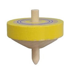 Castle Enterprise Traditional Wooden Toy Color Throwing Top with String Yellow