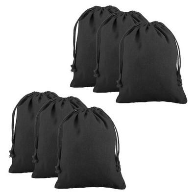 6 Stück Baumwoll Aufbewahrungstaschen 9,1 x 6,7 cm für Leinwand mit Kordel, schwarz