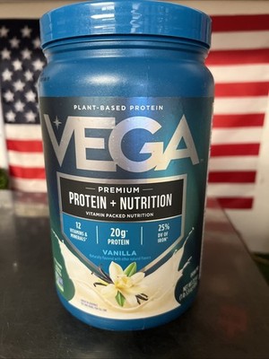 Vega Premium Protein- Plant Based Vegan- Vanilla- 21.9 Oz 18 Servings- Exp 2027