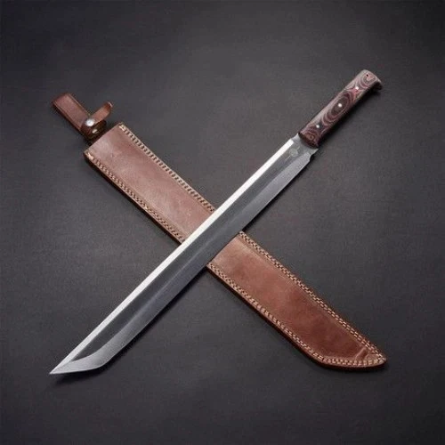 Custom Handmade Carbon Steel Blade Tanto Short Sword | Hunting Sword Camping