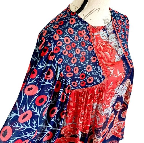 Anthropologie Bl-nk London Miranda Bauernbluse rote Rosen S Boho Paisley - Bild 5 von 15