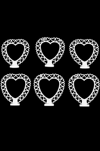 6x Vintage Wilton Cake Craft Trims 7" White Plastic Heart Cake Toppers