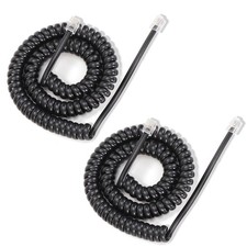 2 Pack 25FT Black Long Coiled Telephone Handset Handset Cord RJ9 Landline