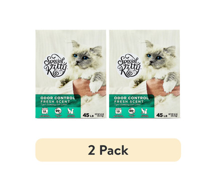 (2 pack) Special Kitty Clumping Clay Cat Litter, Fresh Scent, 45 lbs Box