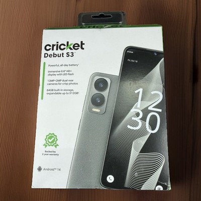 CRICKET WIRELESS DEBUT S3 64GB 4GB RAM ANCHOR GRAY PREPAID NETWORK LOCKED Sealed