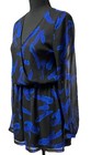 Express Women’s Black Blue Feather Romper Size XS Long Sleeve V-Neck — photo 5