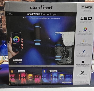 Atomi Smart Wifi Wall Light/ Sconce 2-pack Color Changing 1200-lumen Brightness