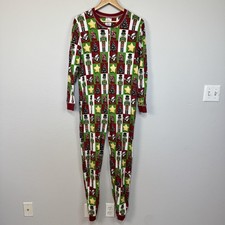 Bucees Pajamas Women's Large Red Green Christmas One-piece Thermal Butt Flap