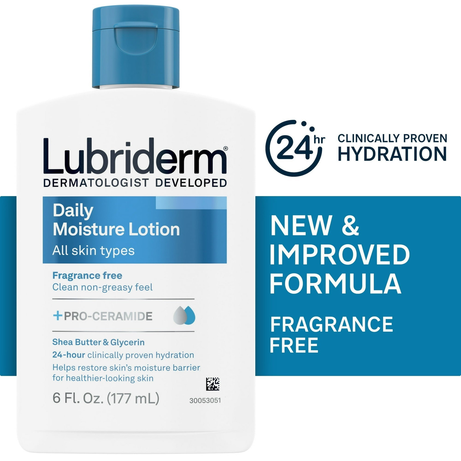 Lubriderm Daily Moisture Lotion + Pro-Ceramide, Unscented 6oz