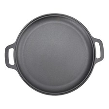 Round Cast Iron Pizza Pan Griddle Pre-Seasoned Induction Skillet Frying Pan UK