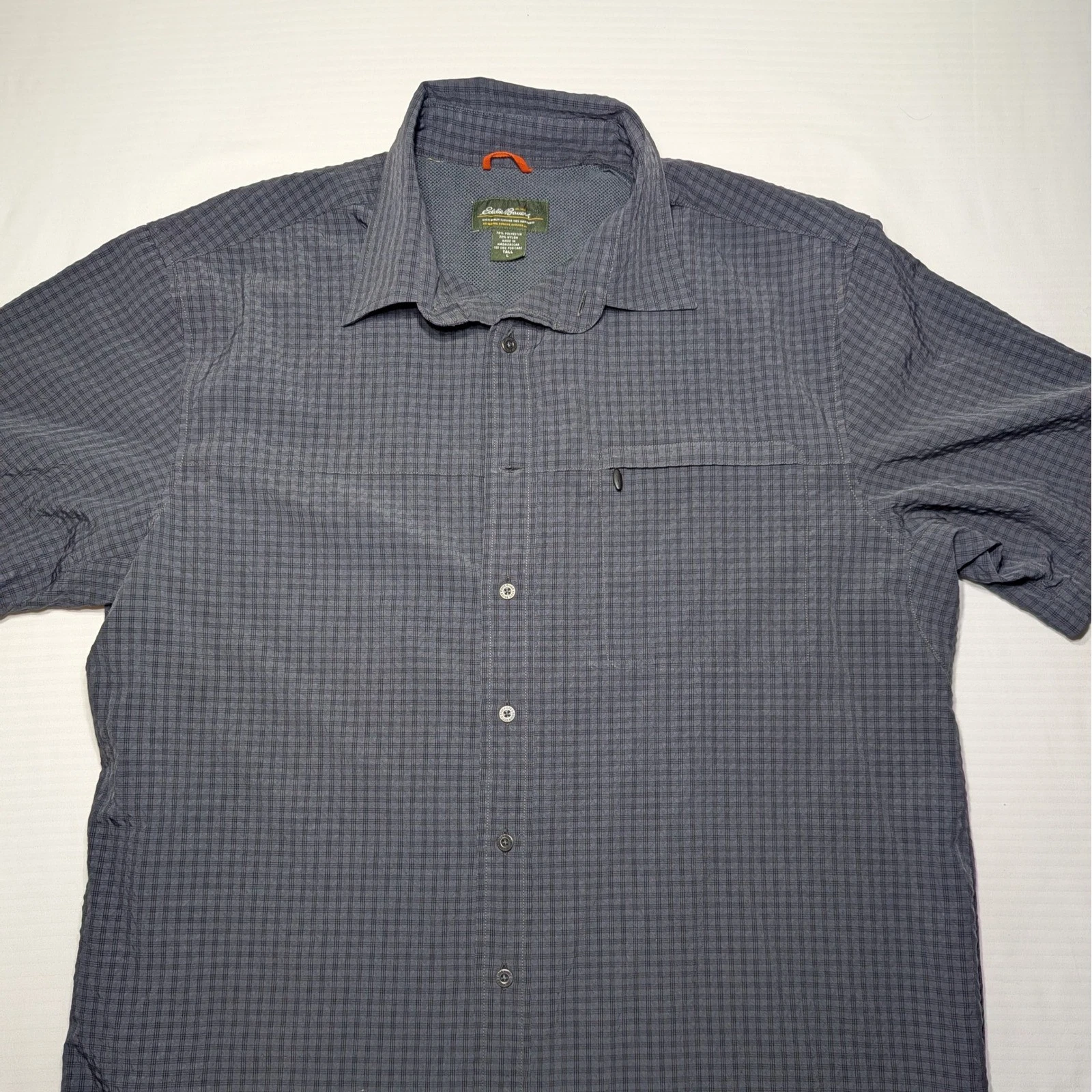 Eddie Bauer Men Large Tall Short Sleeve Hiking Shirt Grey Plaid Ventilated LT
Opens in a new window 