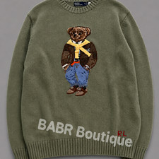 POLO RALPH LAUREN Olive Green Teddy Bear Sweater Men  s Size XL - NWT