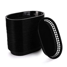 Cedilis 40 Pack Fast Food Baskets, 10.5 x 7 Inch Black Plastic Baskets, Food ...