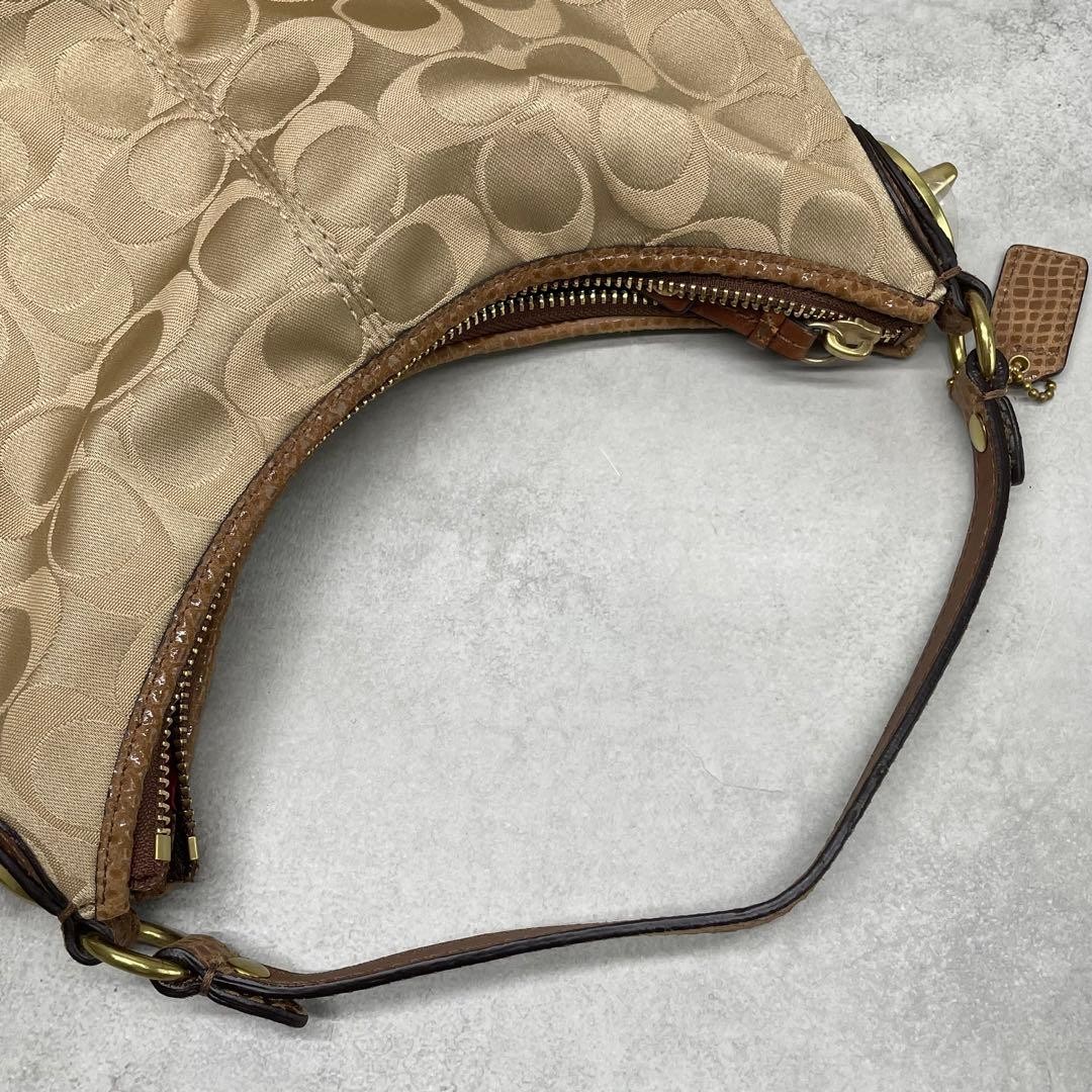 Coach Canvas Leather Python-Embossed Shoulder Bag… - image 14