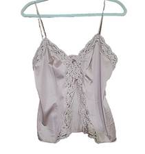 Vtg Vassarette Lingerie bridal lace buttons beige tan slip cami Tank Top Size 36