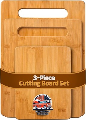 3PCS Tabla De Picar Grande Madera Bambu Para Cortar Carne Vegetale Queso Cocin