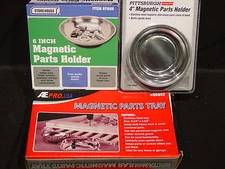 3 Pc RECTANGULAR & ROUND STAINLESS STEEL MAGNETIC DISH SET SCREW BOLTS TRAY BOWL