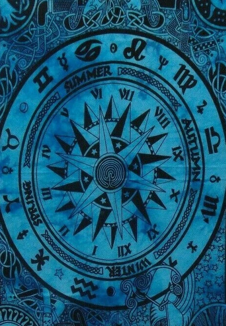 Tapiz Astrología Negro Azul Mandala Colgante de Pared Zodiaco Decoración Póster Arte en el Hogar Foto 2 de 3