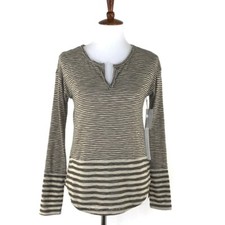 Women's Tan Caslon Multi Stripe Pullover Tunic Style Sweater sz S
