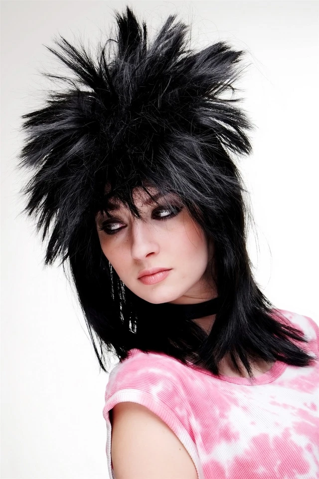 Peluca Heavy Metal Hardrock Punk Años 80 Fiesta Gótica Sisters Mercy - Imagen 4 de 4