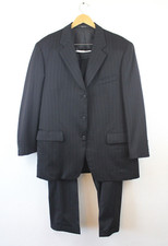 Versace Suit Pinstripe Gianni Made in Italy Black Grey 2000s 3 Button 80s 90s