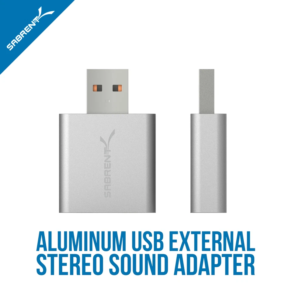 Sabrent aluminum USB external stereo sound adapter for Windows & Mac AU-EMAC - Image 2 of 2