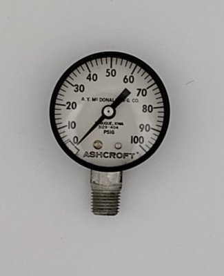 Ashcroft Dresser. 100PSI. 1/4'' NPT Aluminum Fitting. Pressure Gauge 2'' #1000.