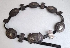 Old Pawn Navajo Silver Old Concho Belt with Butterfly Conchos Estate Fresh