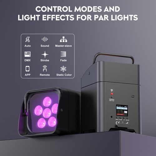 Rechargeable RGBW+UV WiFi Stage Par Light Wireless Battery Uplights Wedding DJ - Picture 12 of 16
