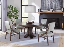 Round Dining Table Set Solid Wood Pedestal Table 5 Pc Kitchen Dining Set